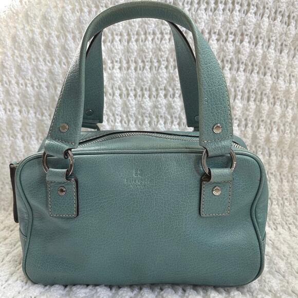 Kate Spade Double Handle Aqua Blue Pebbled Leather Hand Bog With Dust Bag - Picture 3 of 12